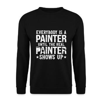 Maler Geschenk Malerei Künstler Malermeister - Unisex Pullover - Schwarz - Vorne - Alina (178cm) & Michal (187cm)