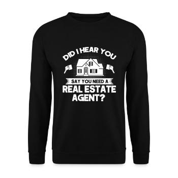 Agent immobilier Courtier Profession Immobilier - Sweat-shirt Unisexe - noir - Devant - Alina (178cm) & Michal (187cm)