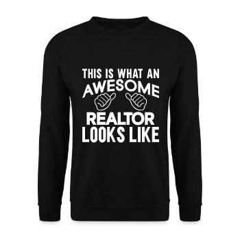 Immobilienmakler Makler Beruf Immobilien - Unisex Pullover - Schwarz - Vorne - Alina (178cm) & Michal (187cm)
