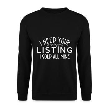 Immobilienmakler Makler Beruf Immobilien - Unisex Pullover - Schwarz - Vorne - Alina (178cm) & Michal (187cm)