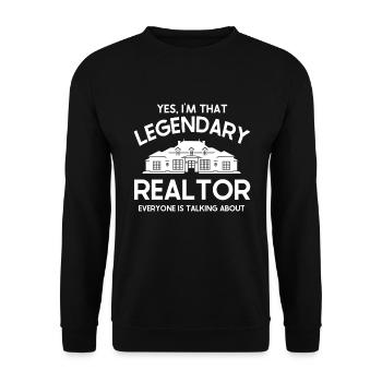 Immobilienmakler Makler Beruf Immobilien - Unisex Pullover - Schwarz - Vorne - Alina (178cm) & Michal (187cm)
