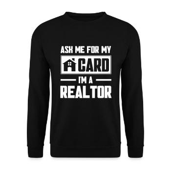 Immobilienmakler Makler Beruf Immobilien - Unisex Pullover - Schwarz - Vorne - Alina (178cm) & Michal (187cm)