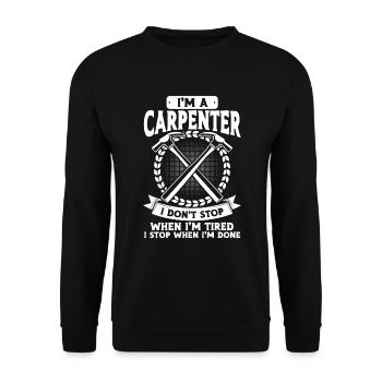 Carpenter Gift Saying Woodworking - Unisex Sweatshirt - black - Front - Alina (178cm) & Michal (187cm)