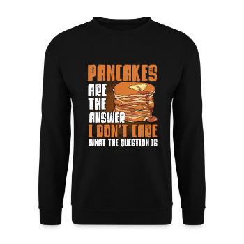 Pfannkuchen Liebhaber Geschenk Pfannkuchen Spruch - Unisex Pullover - Schwarz - Vorne - Alina (178cm) & Michal (187cm)