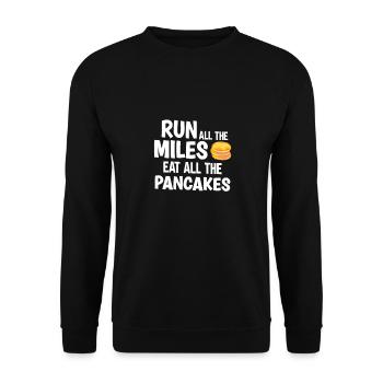 Pfannkuchen Liebhaber Geschenk Pfannkuchen Spruch - Unisex Pullover - Schwarz - Vorne - Alina (178cm) & Michal (187cm)