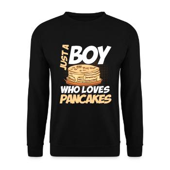 Pfannkuchen Liebhaber Geschenk Pfannkuchen Spruch - Unisex Pullover - Schwarz - Vorne - Alina (178cm) & Michal (187cm)