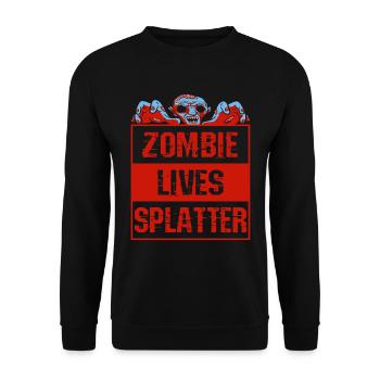 Funny Parody Pun Zombie Lives Splatter - Unisex Sweatshirt - black - Front - Alina (178cm) & Michal (187cm)