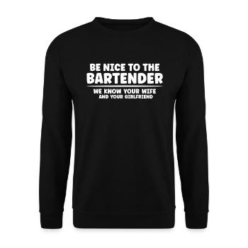 Bartender Gift Mixologist Saying Bar - Unisex Sweatshirt - black - Front - Alina (178cm) & Michal (187cm)