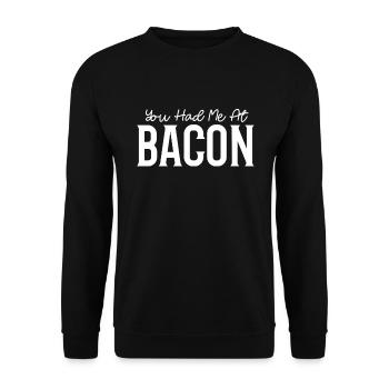 You had me at Bacon - Unisex Sweatshirt - black - Front - Alina (178cm) & Michal (187cm)