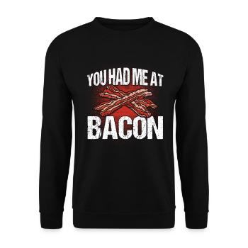 You had me at Bacon - Unisex Sweatshirt - black - Front - Alina (178cm) & Michal (187cm)