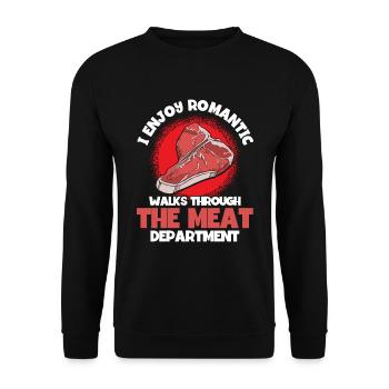 Fleischliebhaber Spruch Lustiges BBQ Fleisch Steak - Unisex Pullover - Schwarz - Vorne - Alina (178cm) & Michal (187cm)