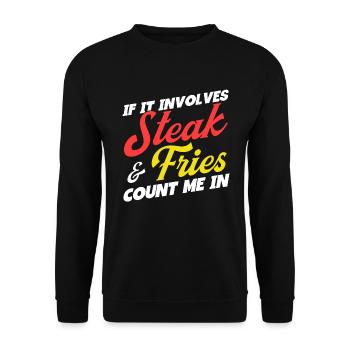 Fleischliebhaber Spruch Lustiges BBQ Fleisch Steak - Unisex Pullover - Schwarz - Vorne - Alina (178cm) & Michal (187cm)