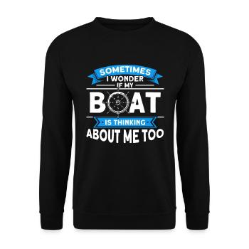 Pontoon Boat Gift Captain Boots Pontoon - Unisex Sweatshirt - black - Front - Alina (178cm) & Michal (187cm)