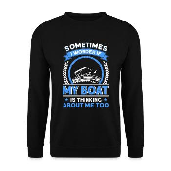 Pontoon Boat Gift Captain Boots Pontoon - Unisex Sweatshirt - black - Front - Alina (178cm) & Michal (187cm)
