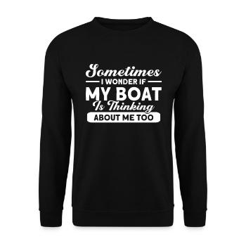 Pontoon Boat Gift Captain Boots Pontoon - Unisex Sweatshirt - black - Front - Alina (178cm) & Michal (187cm)