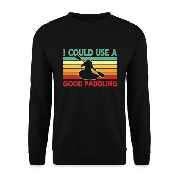 Kajak Kajakfahrer Kanu Outdoor Wasserkajak - Unisex Pullover - Schwarz - Vorne - Alina (178cm) & Michal (187cm)
