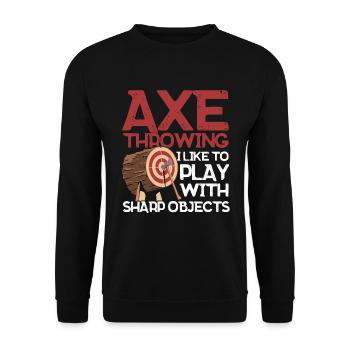 Axe Thrower Axe Throw Axe Gift - Unisex Sweatshirt - black - Front - Alina (178cm) & Michal (187cm)