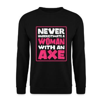 Axt Werfer Axt Werfen Mutter Mama Axt Geschenk - Unisex Pullover - Schwarz - Vorne - Alina (178cm) & Michal (187cm)