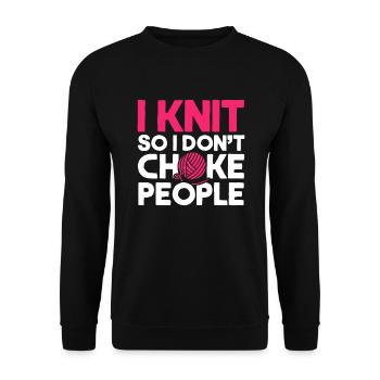 Tricot à l’aiguille de fil de fil de crochet froissé - Sweat-shirt Unisexe - noir - Devant - Alina (178cm) & Michal (187cm)