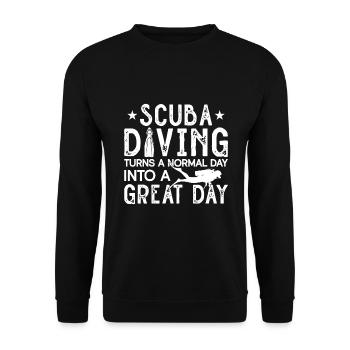 Scuba Diving Gift Underwater Scuba Diver - Unisex Sweatshirt - black - Front - Alina (178cm) & Michal (187cm)