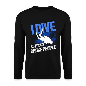Scuba Diving Gift Underwater Scuba Diver - Unisex Sweatshirt - black - Front - Alina (178cm) & Michal (187cm)