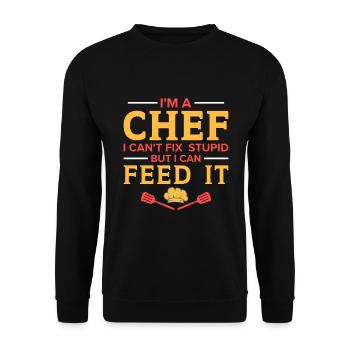 Küchenchef Spruch Geschenk Lustig Koch - Unisex Pullover - Schwarz - Vorne - Alina (178cm) & Michal (187cm)