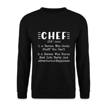 Küchenchef Spruch Geschenk Lustig Koch - Unisex Pullover - Schwarz - Vorne - Alina (178cm) & Michal (187cm)