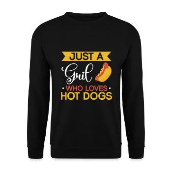 Hotdog Food Lover Hotdogs Essen Hotdog Verkäufer - Unisex Pullover - Schwarz - Vorne - Alina (178cm) & Michal (187cm)