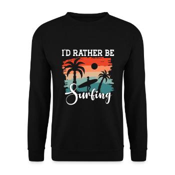 Surf Sports Surfboard Ocean Sunshine Surfer - Unisex Sweatshirt - black - Front - Alina (178cm) & Michal (187cm)