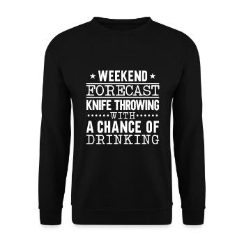Messerwurfscheibe Geschenk Messerwerfer - Unisex Pullover - Schwarz - Vorne - Alina (178cm) & Michal (187cm)