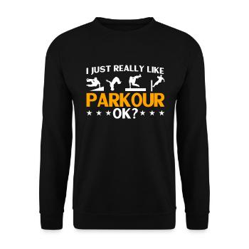 Parkour Cadeau Freerunning Parkour Runner - Sweat-shirt Unisexe - noir - Devant - Alina (178cm) & Michal (187cm)