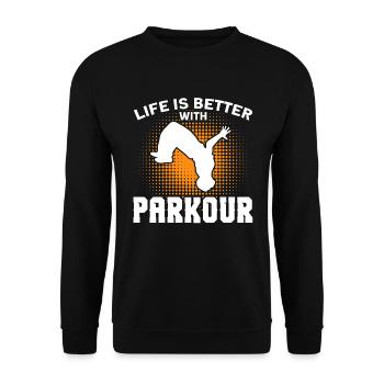Parkour Cadeau Freerunning Parkour Runner - Sweat-shirt Unisexe - noir - Devant - Alina (178cm) & Michal (187cm)