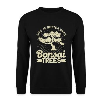 Bonsai Tree Gift Japan Bonsai Garden - Unisex Sweatshirt - black - Front - Alina (178cm) & Michal (187cm)