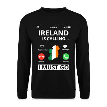 Irland Flagge Vintage Irische Fahne Dublin - Unisex Pullover - Schwarz - Vorne - Alina (178cm) & Michal (187cm)