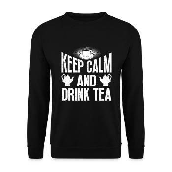 Tea Drinker Gift Cup Tea Lover - Unisex Sweatshirt - black - Front - Alina (178cm) & Michal (187cm)