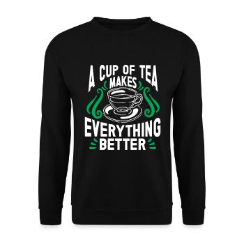 Teetrinker Geschenk Tasse Tee Liebhaber - Unisex Pullover - Schwarz - Vorne - Alina (178cm) & Michal (187cm)