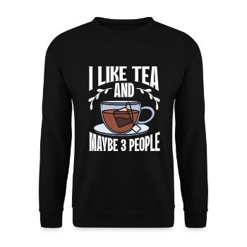 Teetrinker Geschenk Tasse Tee Liebhaber - Unisex Pullover - Schwarz - Vorne - Alina (178cm) & Michal (187cm)