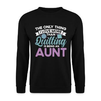 Quilten Geschenk Nähen Stricken Quilter - Unisex Pullover - Schwarz - Vorne - Alina (178cm) & Michal (187cm)