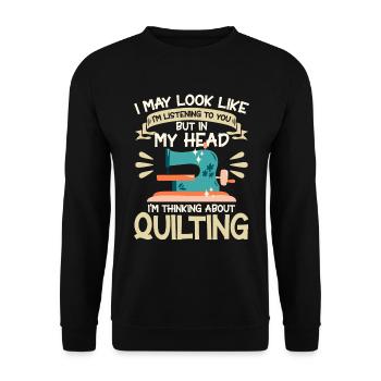 Quilten Geschenk Nähen Stricken Quilter - Unisex Pullover - Schwarz - Vorne - Alina (178cm) & Michal (187cm)