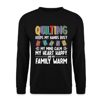 Quilten Geschenk Nähen Stricken Quilter - Unisex Pullover - Schwarz - Vorne - Alina (178cm) & Michal (187cm)