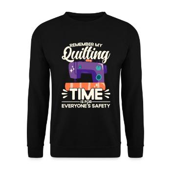 Quilten Geschenk Nähen Stricken Quilter - Unisex Pullover - Schwarz - Vorne - Alina (178cm) & Michal (187cm)