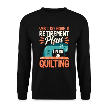 Quilten Geschenk Nähen Stricken Quilter - Unisex Pullover - Schwarz - Vorne - Alina (178cm) & Michal (187cm)