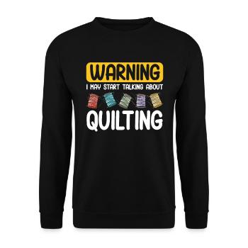 Quilten Geschenk Nähen Stricken Quilter - Unisex Pullover - Schwarz - Vorne - Alina (178cm) & Michal (187cm)