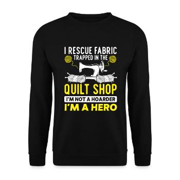 Quilten Geschenk Nähen Stricken Quilter - Unisex Pullover - Schwarz - Vorne - Alina (178cm) & Michal (187cm)