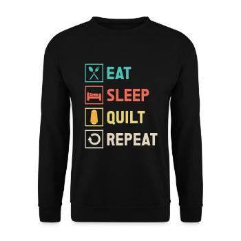Quilten Geschenk Nähen Stricken Quilter - Unisex Pullover - Schwarz - Vorne - Alina (178cm) & Michal (187cm)