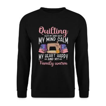 Quilten Geschenk Nähen Stricken Quilter - Unisex Pullover - Schwarz - Vorne - Alina (178cm) & Michal (187cm)