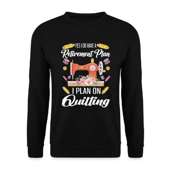Quilten Geschenk Nähen Stricken Quilter - Unisex Pullover - Schwarz - Vorne - Alina (178cm) & Michal (187cm)