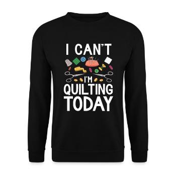 Quilten Geschenk Nähen Stricken Quilter - Unisex Pullover - Schwarz - Vorne - Alina (178cm) & Michal (187cm)