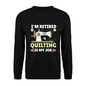 Quilten Geschenk Nähen Stricken Quilter - Unisex Pullover - Schwarz - Vorne - Alina (178cm) & Michal (187cm)