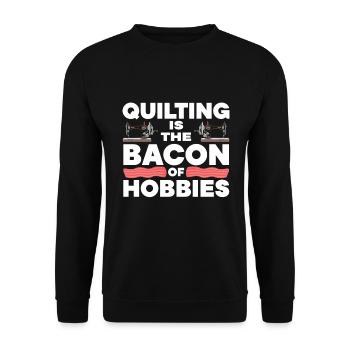 Quilten Geschenk Nähen Stricken Quilter - Unisex Pullover - Schwarz - Vorne - Alina (178cm) & Michal (187cm)